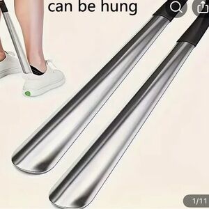 Long Stainless Steel Shoe Horn with Black Handle